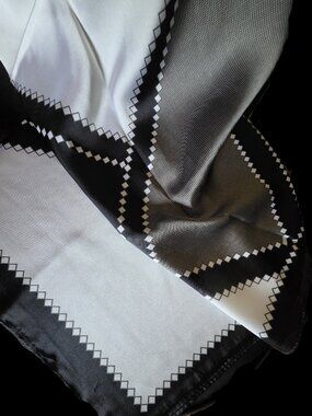 BLACK GRAY WHITE Poly-Silk 27” Square EQUESTRIAN SCARF by ORNAMENTS